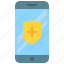 app, mobile, phone, security, shield, smartphone 
