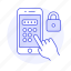 hand, lock, mobile, passcode, password, phone, pin, screen, security, smartphone 