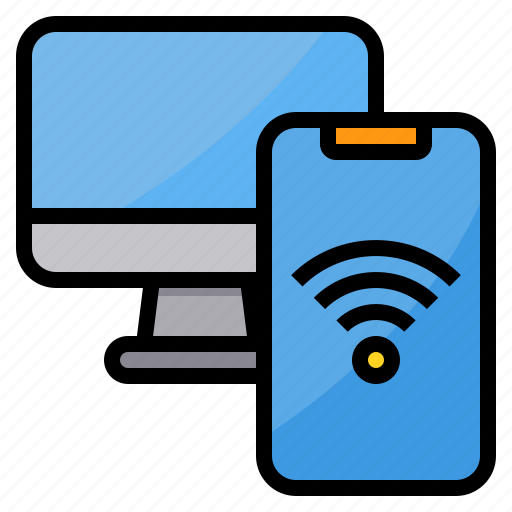 Computer, mobile, monitor, phone, sync, wifi icon - Download on Iconfinder