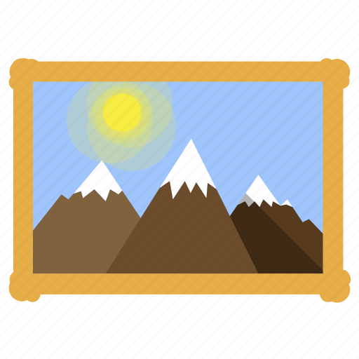 Baget, illustration, mountains, picture, sky, sun icon - Download on Iconfinder