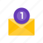 inbox, mail, message, one, 1 