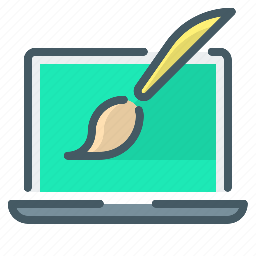 Brush, computer, computer graphic, graphics, laptop, technology icon - Download on Iconfinder