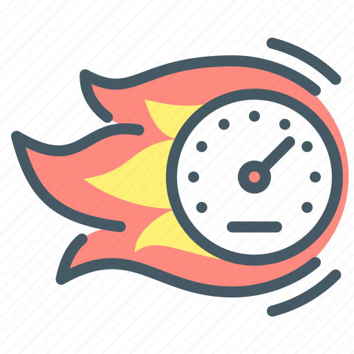 Performance, response time, speed, speedometer, fire icon - Download on Iconfinder
