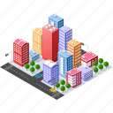 apartment, building, city, factory, illustration, isometric, town