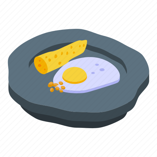 Fried, egg, molecular, cuisine, isometric icon - Download on Iconfinder