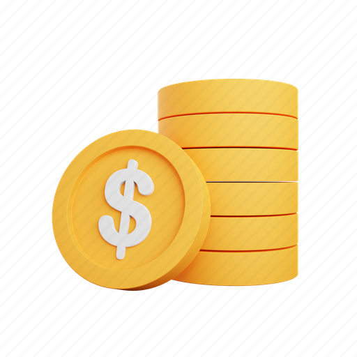 Dollar, cash, coin, money, business, currency 3D illustration - Download on Iconfinder