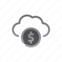 cloud, currency, storage, dollar, money