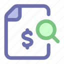 search, money, business, document, payment