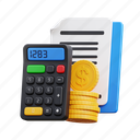 calculator, coins, tax