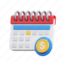 calendar, money, finance, payment, event, cash