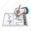 banker, business, graph, growth, hand, pen, quote 