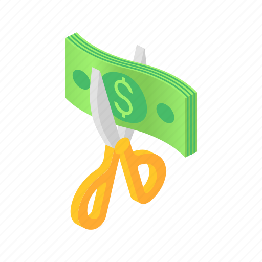 Business, finance, isometric, money, scissors icon - Download on Iconfinder