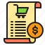 bill, money, shopping, cart, receipt, payment 