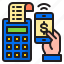 cashier, bill, money, mobilephone, payment 