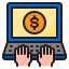 laptop, money, hand, finance, payment 