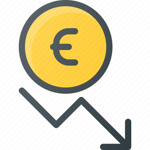 Coins, currency, decrease, euro, finance, money, stock icon - Download on Iconfinder
