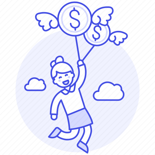 Cloud, coins, female, finance, fly, flying, freedom icon - Download on Iconfinder