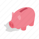 bank, banking, cash, currency, isometric, piggy, save