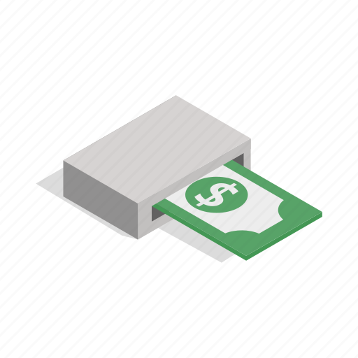 Atm, bank, banknotes, card, isometric, output, wealth icon - Download on Iconfinder