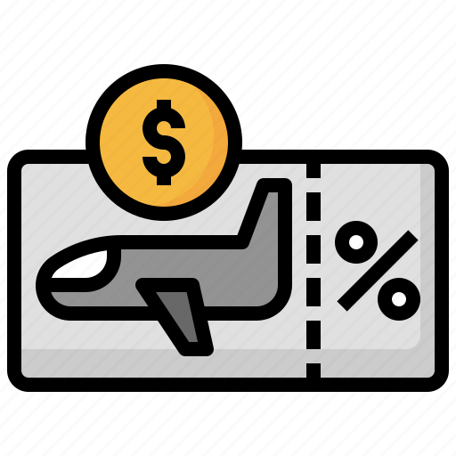 Ticket, business, finance, percentage, plane icon - Download on Iconfinder