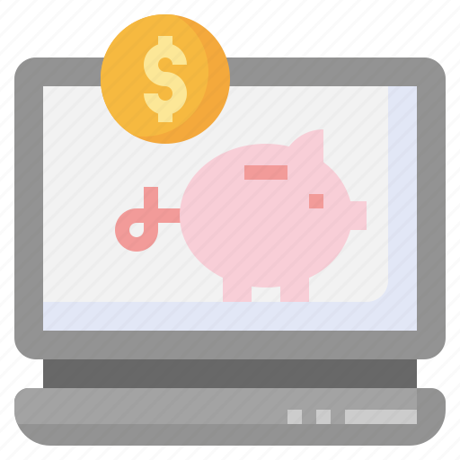 Laptop, business, finance, pig, cash, bank icon - Download on Iconfinder