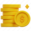 coins, stack, coin, money, finance, cash, currency, payment, 3d, element 