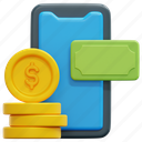 mobile, payment, money, finance, cash, currency, 3d, element 