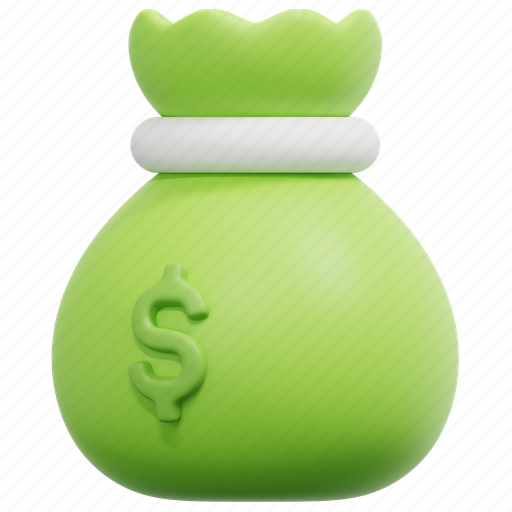 Money, bag, finance, cash, currency, payment, 3d 3D illustration - Download on Iconfinder