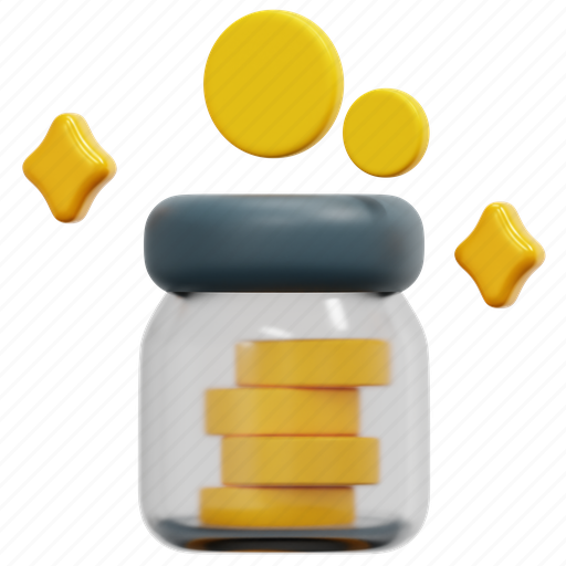 Money, jar, finance, cash, currency, payment, 3d 3D illustration - Download on Iconfinder