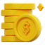 coins, stack, coin, money, finance, cash, currency, payment, 3d, illustration 