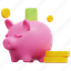 piggy, bank, banknote, money, finance, cash, currency, payment, 3d, illustration 