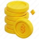 coins, stack, coin, money, finance, cash, currency, payment, 3d, object 