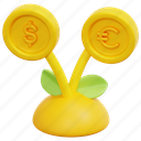 growth, coin, money, finance, cash, currency, payment, 3d, object 