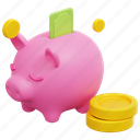 piggy, bank, banknote, money, finance, cash, currency, payment, 3d, object 