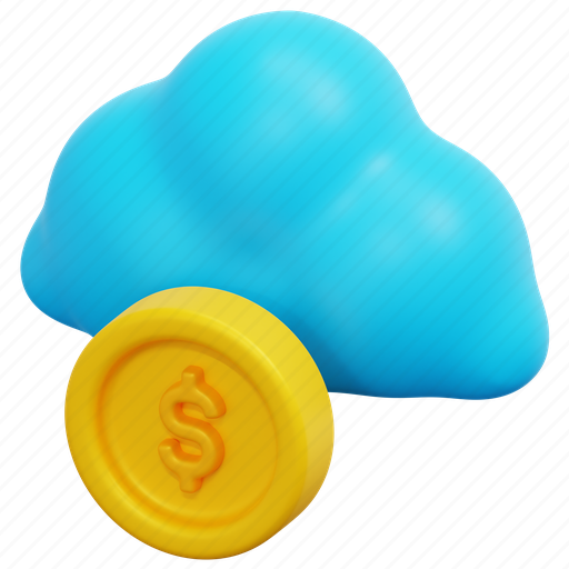 Cloud, coin, money, finance, cash, currency, payment 3D illustration - Download on Iconfinder