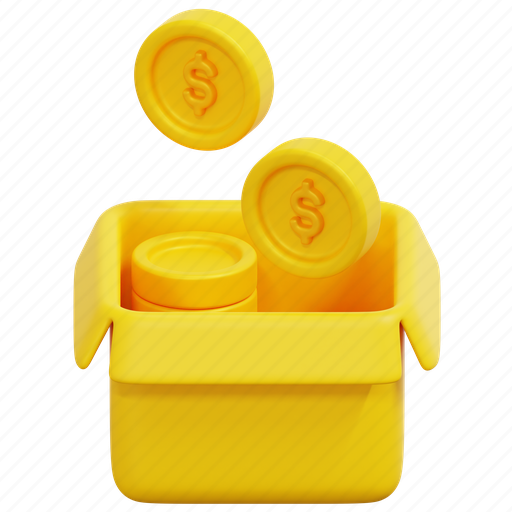 Money, box, finance, cash, currency, payment, 3d 3D illustration - Download on Iconfinder