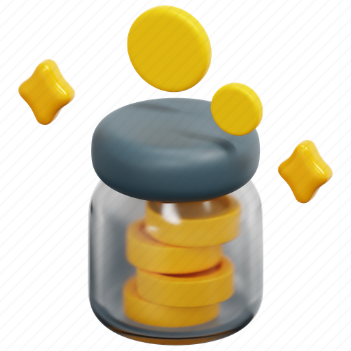 Money, jar, finance, cash, currency, payment, 3d 3D illustration - Download on Iconfinder