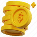 coins, stack, coin, money, finance, cash, currency, payment, 3d, render 