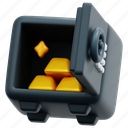 safe, box, gold, money, finance, cash, currency, payment, 3d, render 