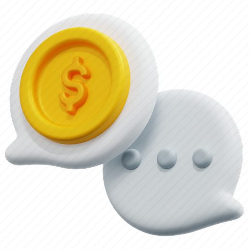 Conversation, payment, money, finance, cash, currency, 3d 3D illustration - Download on Iconfinder