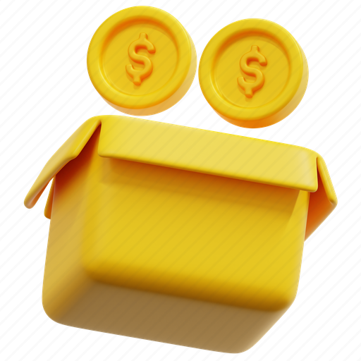 Money, box, finance, cash, currency, payment, 3d 3D illustration - Download on Iconfinder
