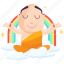 emoji, emoticon, meditation, monk, smiley, sticker 