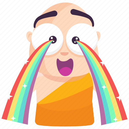 Emoji, emoticon, monk, rainbow, smiley, sticker icon - Download on Iconfinder