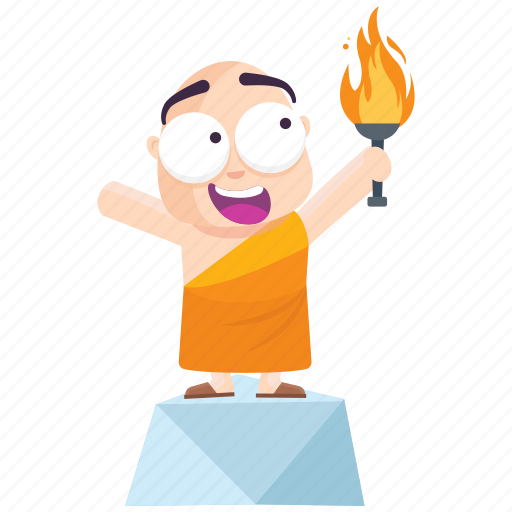 Emoji, emoticon, goal, monk, smiley, sticker, torch icon - Download on Iconfinder