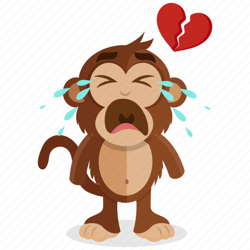 Broken, emoji, emoticon, heart, monkey, sticker icon - Download on Iconfinder