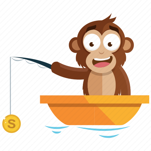 Emoji, emoticon, fishing, monkey, sticker icon - Download on Iconfinder