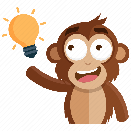 Emoji, emoticon, idea, monkey, sticker, thought icon - Download on Iconfinder