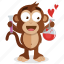 chemistry, emoji, emoticon, love, monkey, sticker 