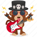 emoji, emoticon, guitar, monkey, rocker, sticker