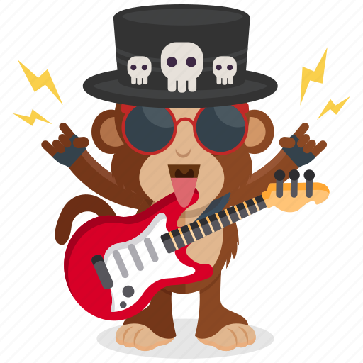 Emoji, emoticon, guitar, monkey, rocker, sticker icon - Download on Iconfinder